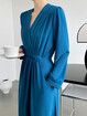 2023 New French-style Long Sleeve Pleated Dress Gentle V-neck Gathered Waist Pleated Dress