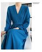 2023 New French-style Long Sleeve Pleated Dress Gentle V-neck Gathered Waist Pleated Dress