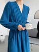 2023 New French-style Long Sleeve Pleated Dress Gentle V-neck Gathered Waist Pleated Dress