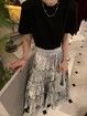 Silver Pleated Midi Skirt  High Waist A-line Slimming Long Skirt