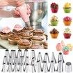 44-Piece Icing Nozzles Set,Stainless Steel Piping Icing Nozzles, Reusable Silicone Piping Bag, Suitable for Cupcakes,Cookies,Pastries,Beginners