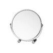 Portable Chromed Metal Cosmetic Vanity Mirror with up to 3X Magnification, Round Double-Sided Make Up Mirror, Table Rotating Bathroom Shaving Mirror