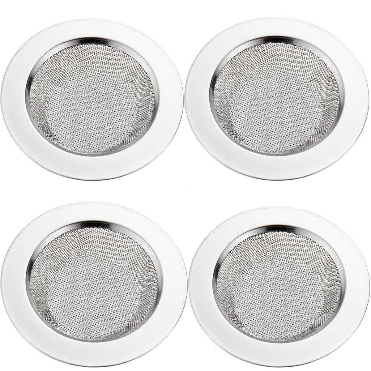 Kitchen Sink Strainer Stainless Steel, Kitchen Sink Drain Strainer, Sink Strainers with Large Wide Rim 4.5" Diameter for Kitchen Sinks (4 PCS)