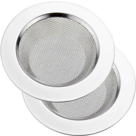 Kitchen Sink Strainer Stainless Steel, Kitchen Sink Drain Strainer, Sink Strainers with Large Wide Rim 4.5" Diameter for Kitchen Sinks (2 PCS)