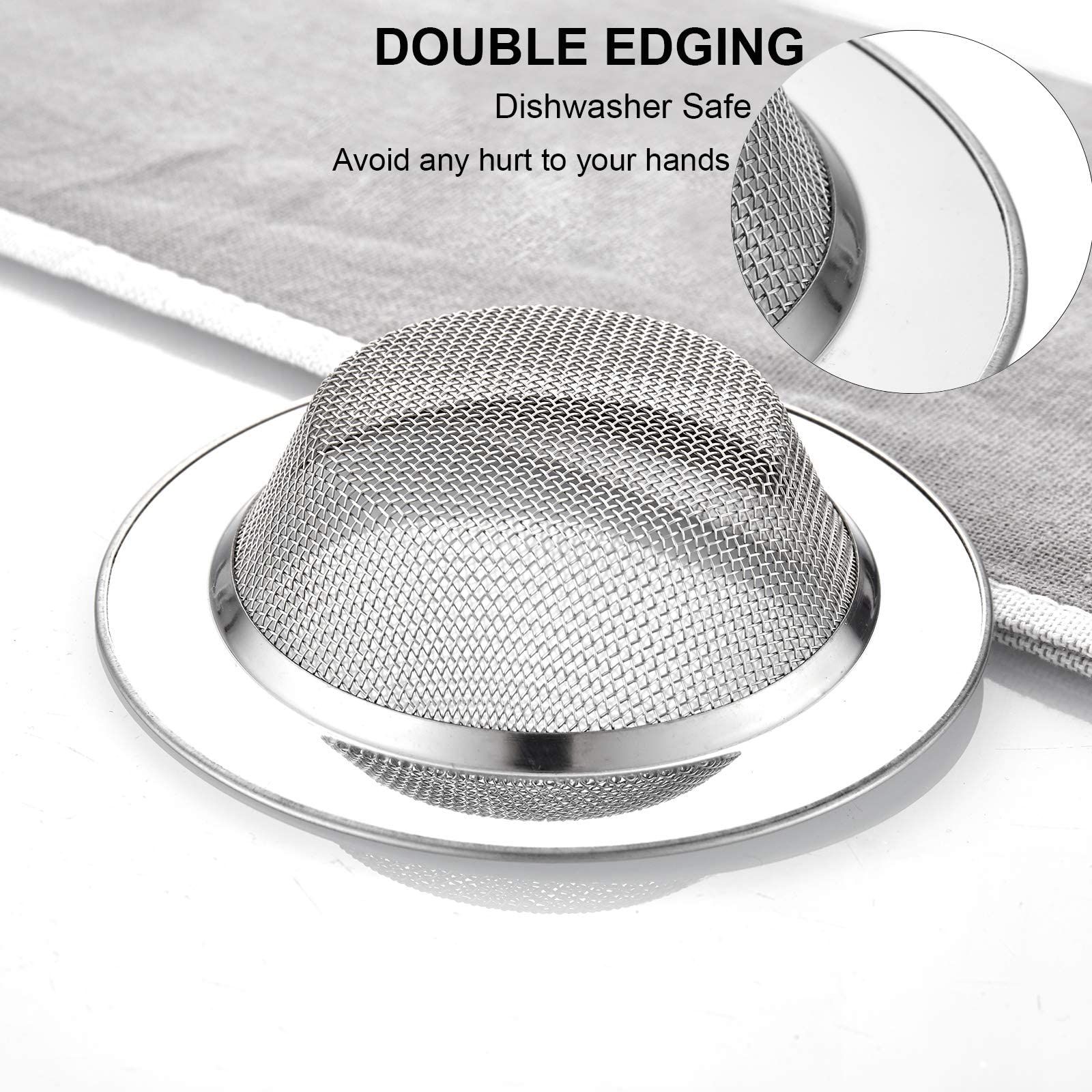 CORNERJOY 2-Pack Stainless Steel Sink Strainer With Wide Rim - 4.5" Diameter For Kitchen Drains - View #8