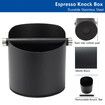 5.55 inch Espresso Knock Box Stainless Steel Coffee Grounds Knock Box With Removable Knock Bar Non-Slip Rubber Base-Black