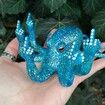 Garden Statue,Handmadeanimals Octopus Decor Miniature Ornaments 14x12 cm,Blue