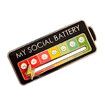 Social Battery Pin, Social Battery Lapel Pin, Enamel Lapel Pins for Men Women 6 x 2.3 cm