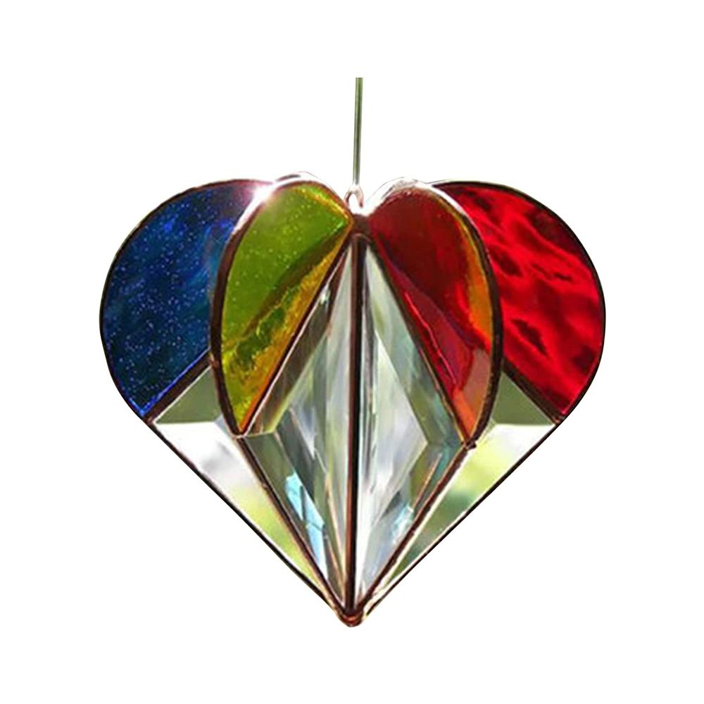 Stained Multi-Sided Heart Sun Catcher Pendant, 3D Handcrafted Pendant Ornaments for Living Room Bedroom Wedding Pendant