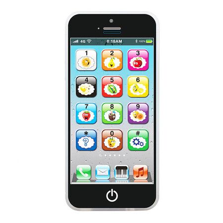 Child's Interactive My First Own Cell Phone,Play to learn,touch screen with 8 functions and dazzling LED lights (Black)