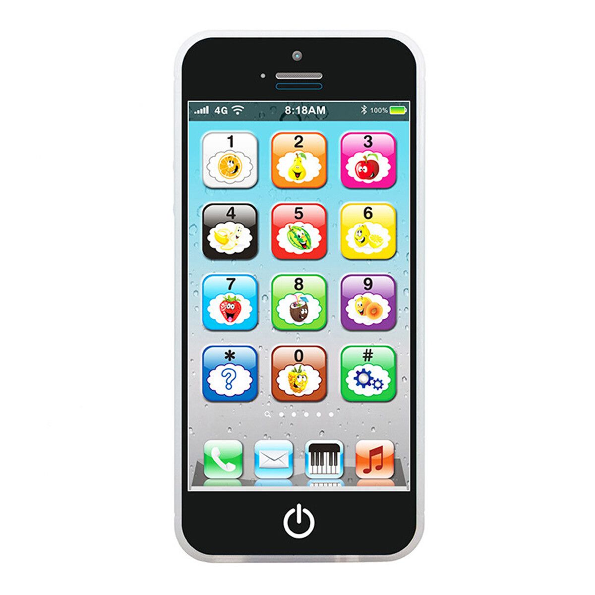 Child's Interactive My First Own Cell Phone,Play to learn,touch screen with 8 functions and dazzling LED lights (Black)