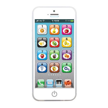 Child's Interactive My First Own Cell Phone,Play to learn,touch screen with 8 functions and dazzling LED lights (White)