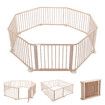 8 Panels Baby Playpen Gate Pen Playground Activity Centre Dog Pet Cat Safety Fence Enclosure Barrier Pine Wood Play Room Portable