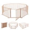 8 Panels Baby Playpen Gate Pen Playground Activity Centre Dog Pet Cat Safety Fence Enclosure Barrier Pine Wood Play Room Portable