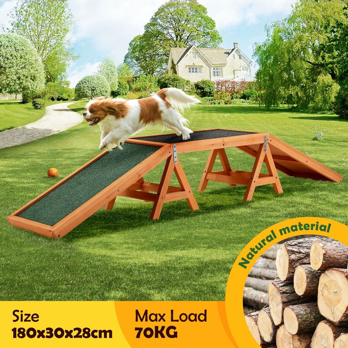 Dog Agility Ramp Toy Pet Obedience Training Equipment Obstacle Course Outdoor Play Walk Exercise Sports Wooden