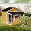 Dog House Kennel Raised Wooden Puppy Pet Shelter Home Outdoor Inside with Porch Window Door Asphalt Roof XL