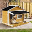 Dog House Kennel Raised Wooden Puppy Pet Shelter Home Outdoor Inside with Porch Window Door Asphalt Roof XL