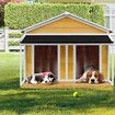 Dog House Kennel Wooden Raised Pet Puppy Home Shelter Indoor Outdoor with Porch Doors Asphalt Roof XXL