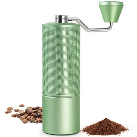 Hand Coffee Grinder with Adjustable Grind Setting Stainless Steel S2C Conical Burr Coffee Grinder for Espresso-Green