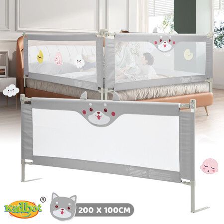 Bed Rail Bedrail Kids Side Safety Guard Toddler Child Cot Fence Barrier Queen Adjustable Baby Fall Protection 200x100cm Mesh Double Lock