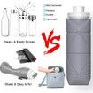 Collapsible Water Bottles Cups Leakproof Valve Reusable BPA Free Silicone Foldable Travel Water Bottle Cup for Gym Camping Hiking Travel Sports Lightweight Durable (20oz,Grey)