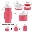 Collapsible Water Bottles Cups Leakproof Valve Reusable BPA Free Silicone Foldable Travel Water Bottle Cup for Gym Camping Hiking Travel Sports Lightweight Durable (11oz,Pink)