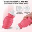 Collapsible Water Bottles Cups Leakproof Valve Reusable BPA Free Silicone Foldable Travel Water Bottle Cup for Gym Camping Hiking Travel Sports Lightweight Durable (11oz,Pink)