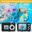 Underwater Cameras,4K Waterproof Digital Camera 48 MP Autofocus Function Selfie Dual Screens Compact Portable 11FT Underwater Camera for Snorkeling,2 battery (Black)