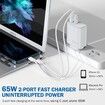 65W GaN Charger,USB C Fast Charger,60W/45W/30W/25W/20W 2-Port Wall PD Charger AU Plug Compatible with MacBook Pro/Air,Galaxy S22/S21,Dell XPS 13,Note 20/10+,iPhone 13/12,iPad,Pixel (White)