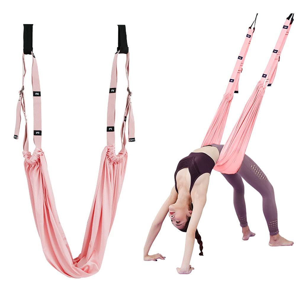 Waist Back Leg Stretch Strap for Stretching Back Bend Split Inversion Strap Gravity Yoga for Fitness Door Flexibility Trainer Beginner Gym Pink