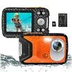 16FT Underwater Camera 30MP Waterproof Digital Camera with 32G Card and Rechargeable Battery,18X Point and Shoot Camera for Boys Girls Children Teens Snorkeling Swimming Vacation (Orange)