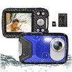 16FT Underwater Camera 30MP Waterproof Digital Camera with 32G Card and Rechargeable Battery,18X Point and Shoot Camera for Boys Girls Children Teens Snorkeling Swimming Vacation (Blue)