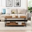 IHOMDEC 2-Tier Square Metal & Faux Antique Wood Coffee Table