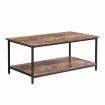 IHOMDEC 2-Tier Square Metal & Faux Antique Wood Coffee Table