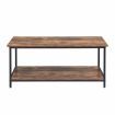 IHOMDEC 2-Tier Square Metal & Faux Antique Wood Coffee Table