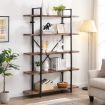 IHOMDEC 5-Tier Industrial Style Bookshelf Rustic Dark Brown