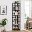 IHOMDEC Industrial 6-Tier Pentagon Corner Bookshelf, 194.5cmH Rustic Dark Brown