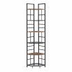 IHOMDEC Industrial 6-Tier Pentagon Corner Bookshelf, 194.5cmH Rustic Dark Brown