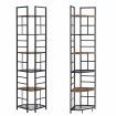 IHOMDEC Industrial 6-Tier Pentagon Corner Bookshelf, 194.5cmH Rustic Dark Brown