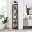 IHOMDEC Industrial 6-Tier Square Corner Bookshelf, 186.5cmH Rustic Dark Brown