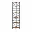 IHOMDEC Industrial 6-Tier Square Corner Bookshelf, 186.5cmH Rustic Dark Brown