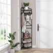 IHOMDEC Industrial Corner Hall Tree with Shoe Bench, Entryway Coat Rack Rustic Dark Brown