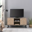 IHOMDEC Industrial Entertainment Unit TV Cabinet TV Stand 155cmW Dark Oak