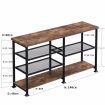 IHOMDEC Industrial 4-Tier Console Table 140cmW Rustic Dark Brown