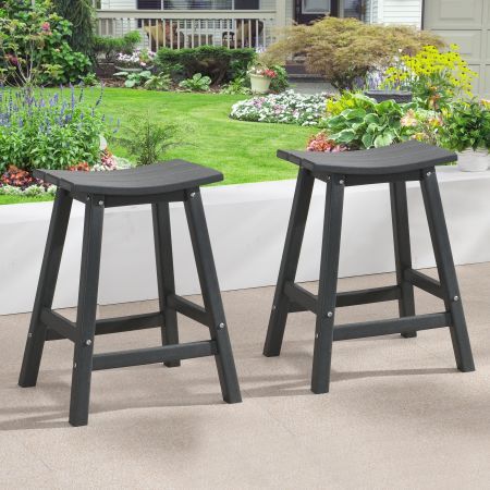 EHOMMATE HDPE Rectangle Top Outdoor Chair Grey 2pcs/Set