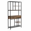 IHOMDEC 6-Tier Open Multi-function Bookshelf with Drawers Rust Dark Brown