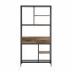 IHOMDEC 6-Tier Open Multi-function Bookshelf with Drawers Rust Dark Brown