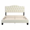 IHOMDEC Upholstered Linen Look Double Bed Frame BEF06 Beige