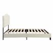 IHOMDEC Upholstered Linen Look Double Bed Frame BEF06 Beige