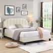 IHOMDEC Upholstered Linen Look Queen Bed Frame BEF07 Beige